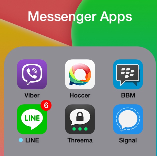 Übersicht der Icons von Viber, Hoccer, BBM, Threema, Line und Signal.